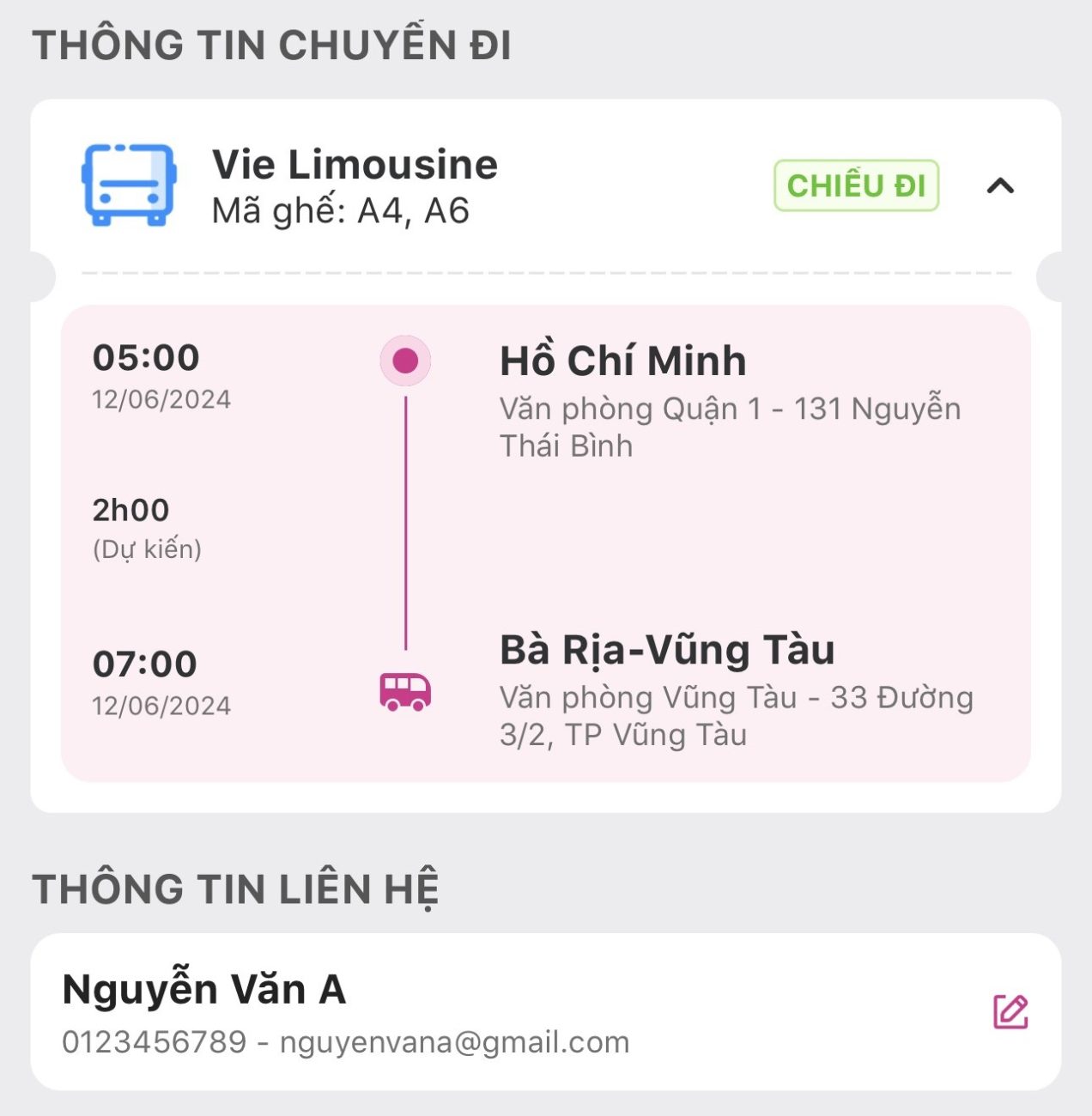 Nhập thông tin hành khách