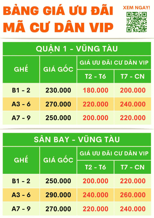 BẢNG GIÁ ƯU ĐÃI ĐỘC QUYỀN MÃ CƯ DÂN VIP
