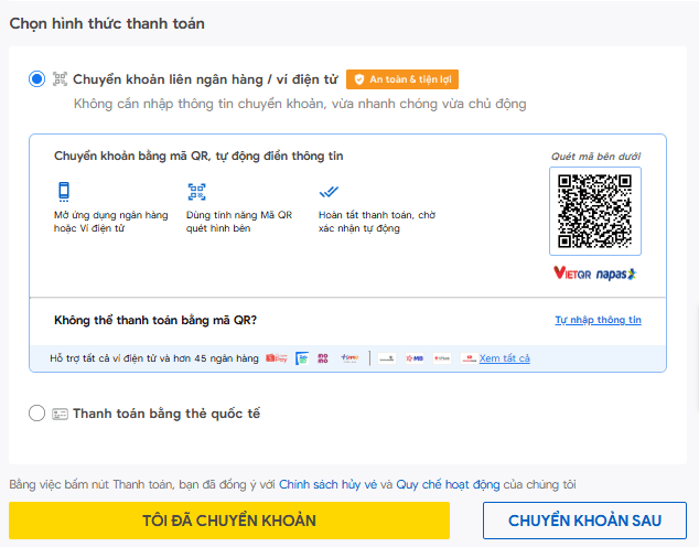 Bước 7: Thanh toán và xác nhận mã vé điện tử