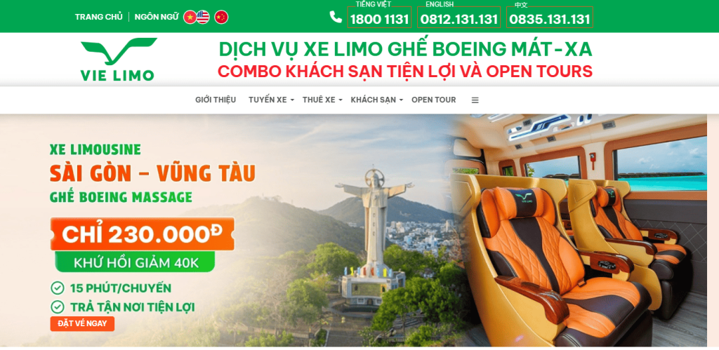 Bước 1: Truy cập Website Vie Limo