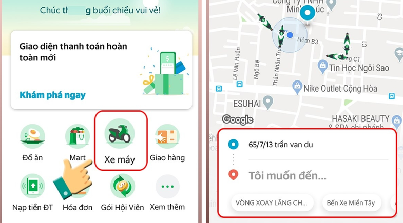 Đặt xe đơn giản